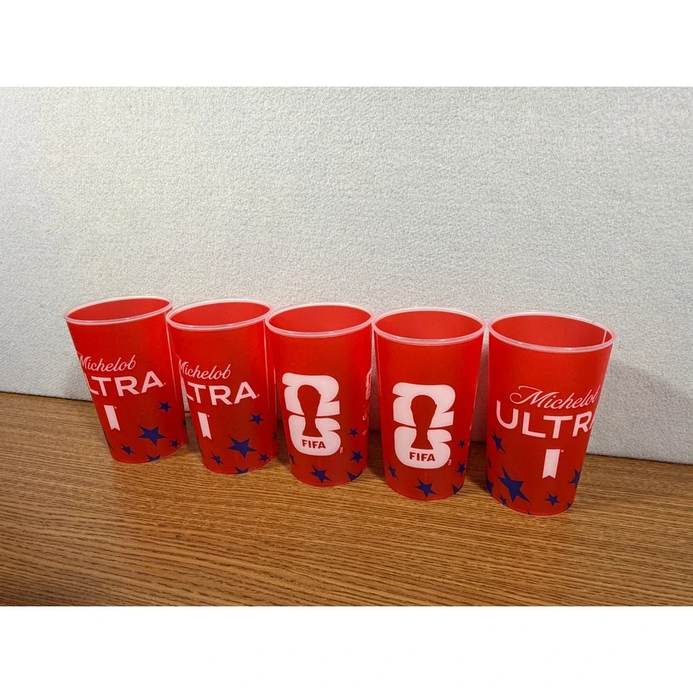 Michelob ULTRA FIFA World Cup 2026 Red Plastic Stadium Cups Set of 5 Soccer Beer